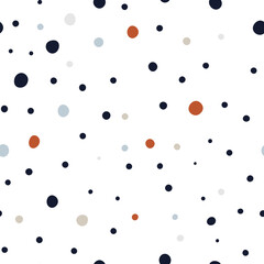 Polka dot seamless pattern. Cute Confetti. Abstractly arranged hand-drawn circles. Minimalistic Scandinavian style in pastel colors. Ideal for printing baby clothes, textiles, fabrics, wrapping paper