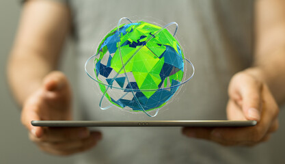 Grass Earth Globe, 3D rendering