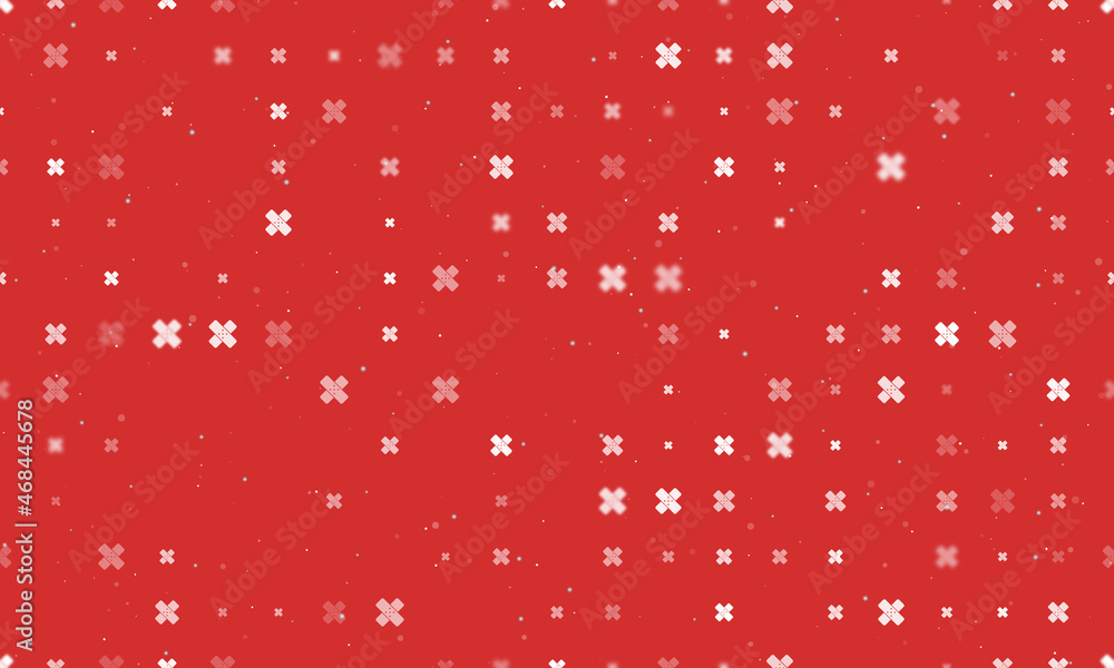 Poster seamless background pattern of evenly spaced white adhesive plaster symbols of different sizes and o