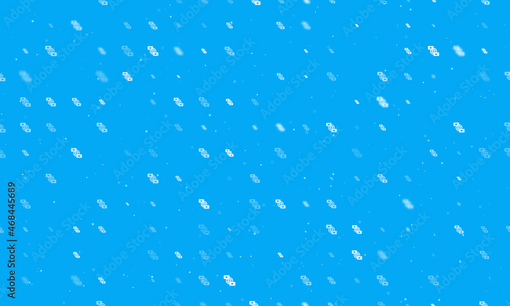 Poster seamless background pattern of evenly spaced white videoconference symbols of different sizes and op
