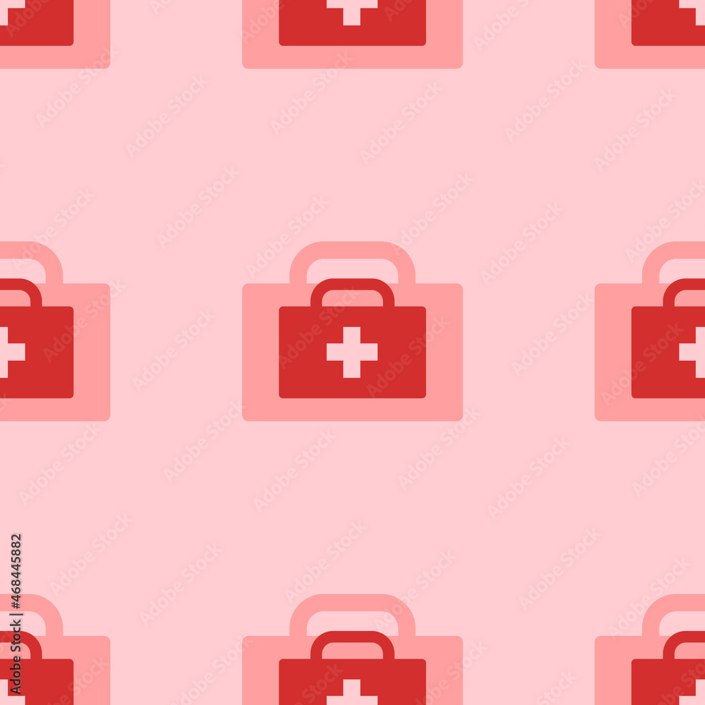 Poster seamless pattern of large isolated red first aid symbols. the elements are evenly spaced. vector ill