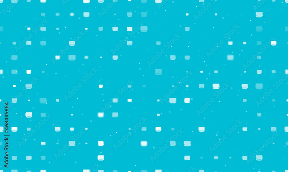 Poster Seamless background pattern of evenly spaced white ladies handbag symbols of different sizes and opacity. Vector illustration on cyan background with stars