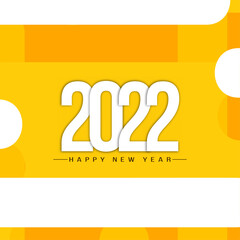 Bright yellow elegant Happy New Year 2022 calendar background