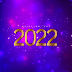 Happy New Year 2022 golden text on violet calendar background