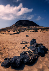 Volcano next to the beach in Canary Islands