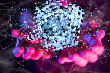 Artificial Intelligence Cloud technology. Integrated digital web concept background