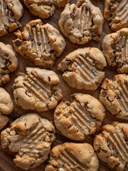 White chocolate and milk chocolate peanut butter cookies
