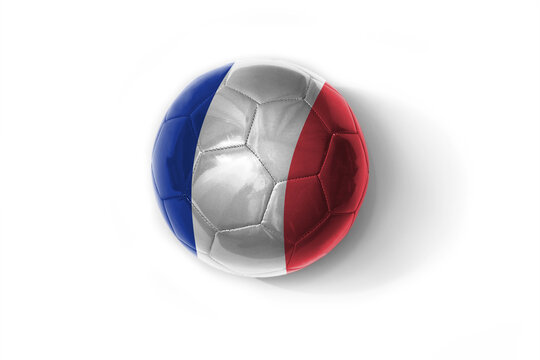 realistic football ball with colorfull national flag of france on the white background.