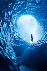 Ice Cave on a glacier in New Zealand