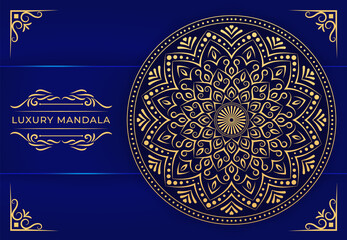 Luxury mandala background with arabesque pattern, Golden ornamental design arabic islamic east style, mandala for banner, cover, poster, brochure, flyer, wedding card, yoga decoration