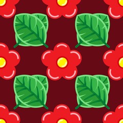Colorful flower and leaves background. Abstract pattern background. Colorful wrapping paper.