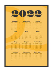 Calendar 2022 Year Design Vector