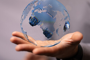Global network concept. World map point. Global network planet Earth. 3D rendering. © vegefox.com