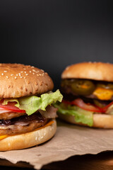 hamburger with fries