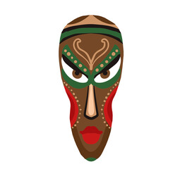 African masks. Flat Vector Illustration.