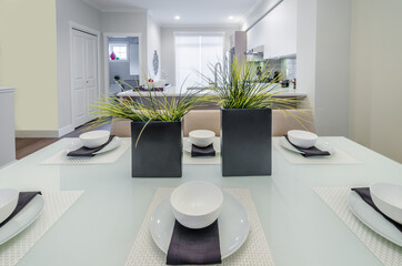 Modern dining room in luxury house.