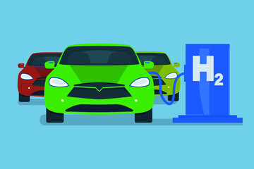 Car hydrogen station, Fuel cell for refueling a car with hydrogen. Vector