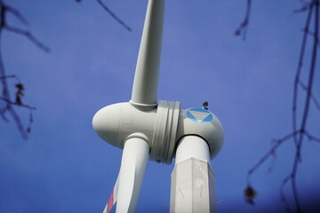 First wind turbine made of wood inaugurated in the world. Made from spruce wood, Garbsen, Lower...