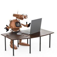 vintage robot in a white background