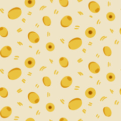 Seamless pattern with green olives. Vector illustration