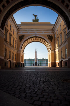 Arch of the General Staff Building and Palace Square in St. Petersburg