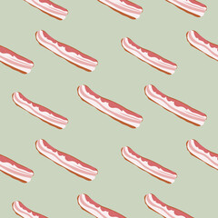 Seamless background with a pattern of crispy bacon. Vector illustration.