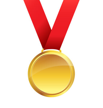simple elegant gold medal with ribbon
