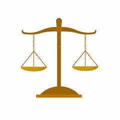 Justice scales icon. Law balance symbol. Libra in flat design