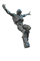 astronaut mech in exo suit exploring arround