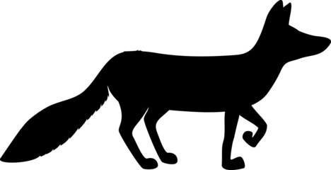 Black silhouette of fox isolated on white background