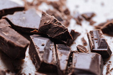 Chocolate crumbs in a close up shot
