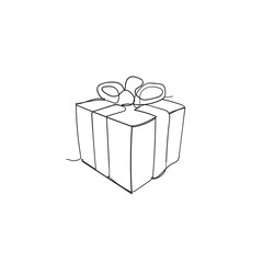 gift box illustration icon vector continuous line