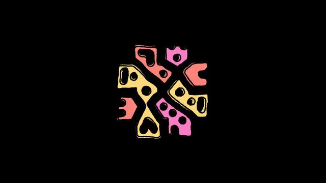 Symbol #. Animated Cartoon, grunge Curved lines, Shake twitch effect. 4K video. Alpha channel, transparent background. Abstract pattern on letter. Symbol # hashtag for title comics, game, ABC.
