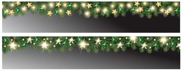  Vector border with white fir branches and with festive decoration elements. Christmas tree garland with fir branches and glass decoration.
- 468457628