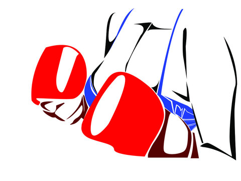 
silhouette of a female torso and boxing gloves for printing on clothes, banners, flyers and for interior decoration of sports clubs and fitness halls