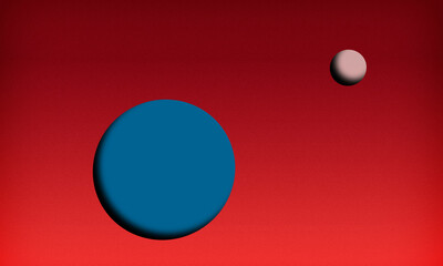 abstract planets on the red background
