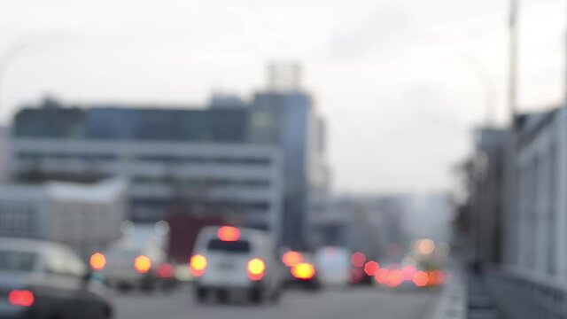 View of city street. Soft focus blurred view