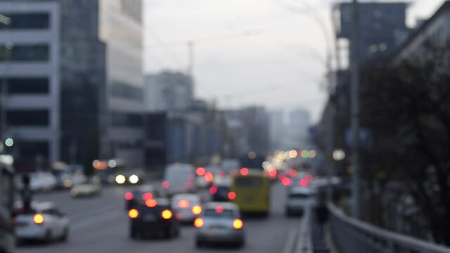 View of city street. Soft focus blurred view