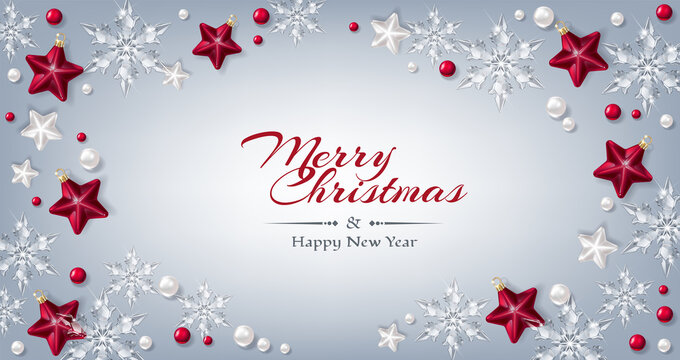 Christmas decorative background with festive decoration elements. New Year concept. 