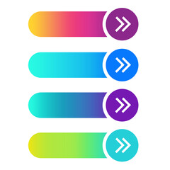 Web buttons with color gradient and thin line outline style.