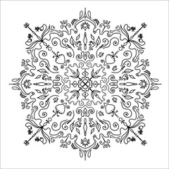 Black mandala on a white background. Vector illustration. spring floral motives