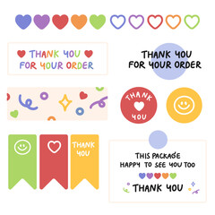 Doodle sticker label in shopping theme pastel theme