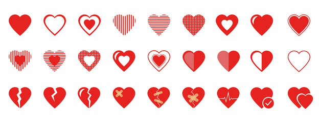 Icon set - 27 heart shaped symbols