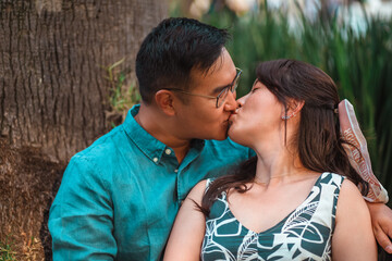 Fototapeta premium a beautiful couple in love kissing
