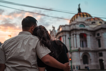Beautiful couple in love enjoying a beautiful view together