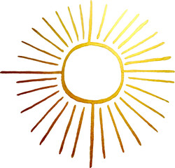 line sun Icon, linear drawing on white background