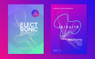 Night music flyer. Electro dance dj. Electronic sound fest. Techno trance party. Club event poster.