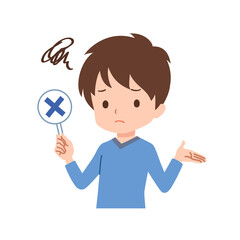 回答する私服の男性のイラスト