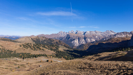 Beautiful mountain landscape in autumn near Passo Sella in the Dolomites, Italy