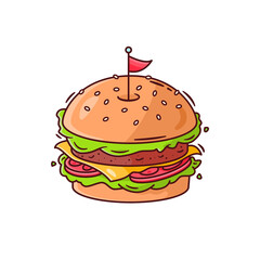 Isolated burger flat design on white background.